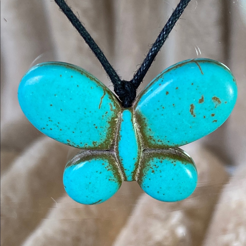 Turquoise Butterfly Pendant Necklace
